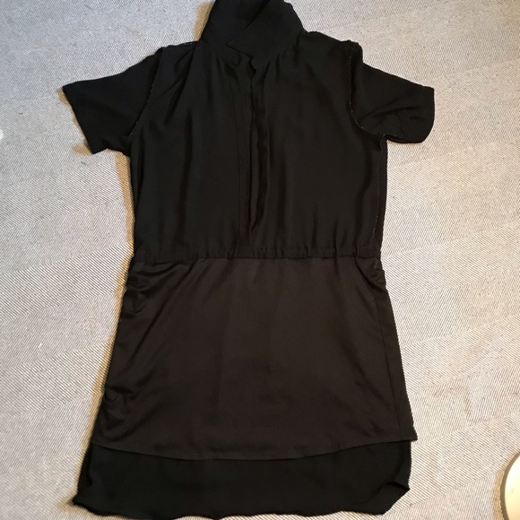 Aqua Size XS Black Belted Shirt Dress | Above Knee Short Sleeve WITH POCKETS!!! - Picture 9 of 12